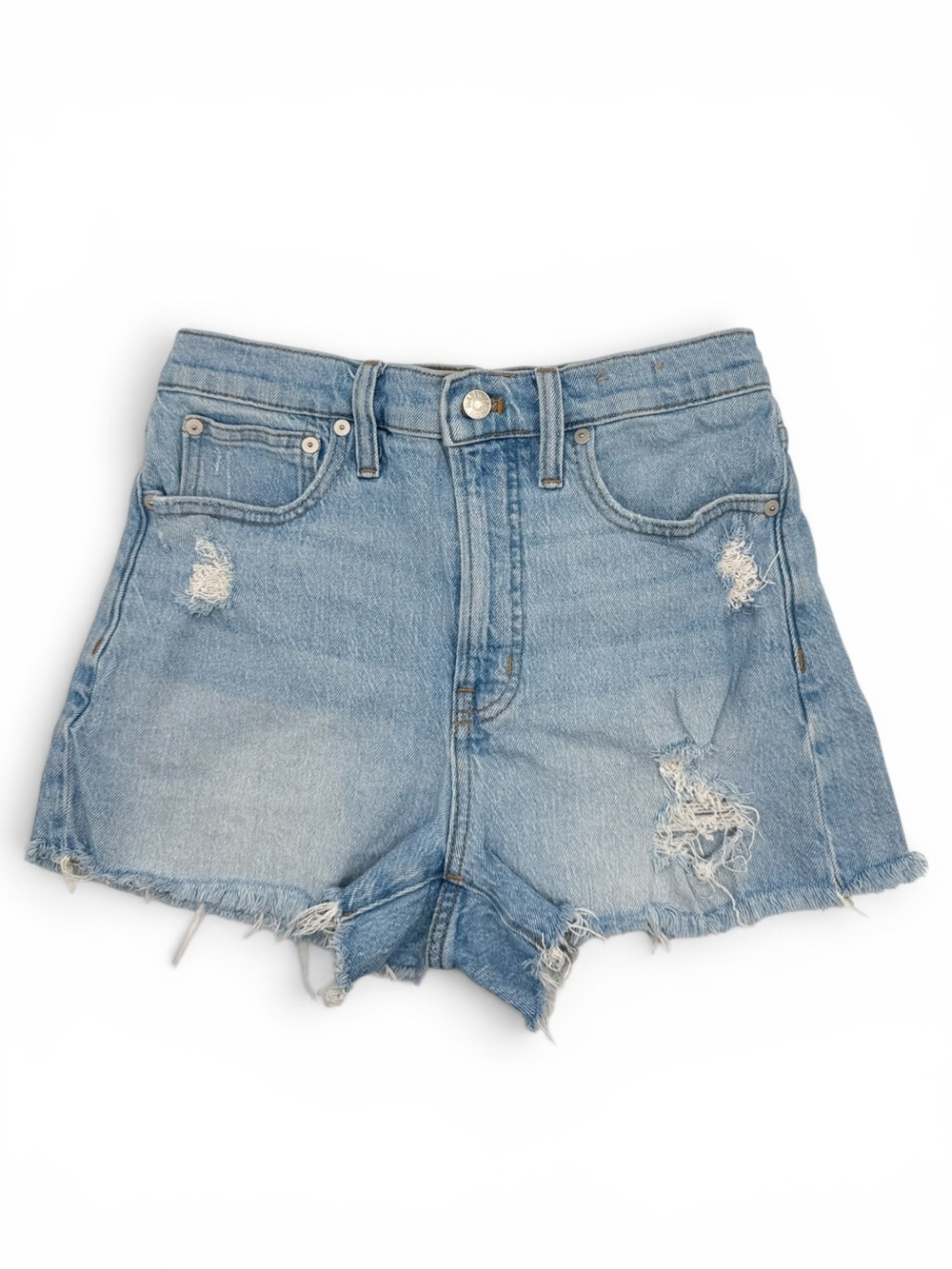 Madewell The Perfect Jean Short Distressed Women Light High Rise Cut Off Size 27